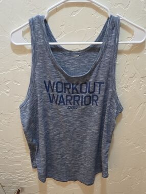 3/$10 Workout Warrior Women's Blue Tank Top